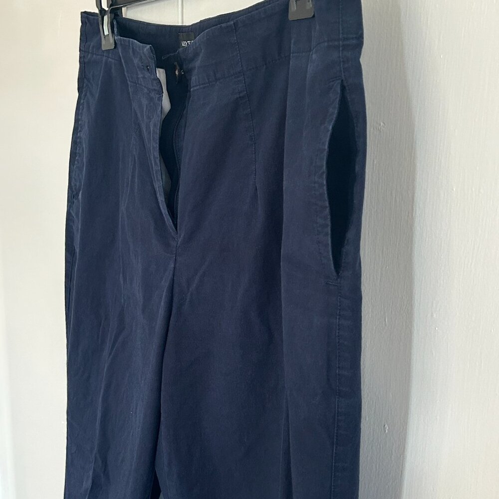 Talbots Navy Blue Wide Ankle Fresh Poplin Pants size 14W